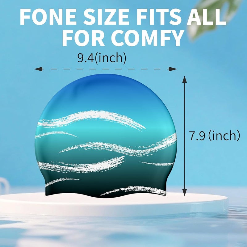WRTMBOIF Swim Cap for Long Hair, Durable Silicone Swimming Caps for Women Adults Youths, Non-Slip Waterproof Swim Cap to Keep Hair Dry - Image 4